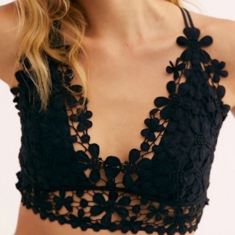 Intimately Free People Dainty Daisy Bralette Black Small - Picture 6 of 6